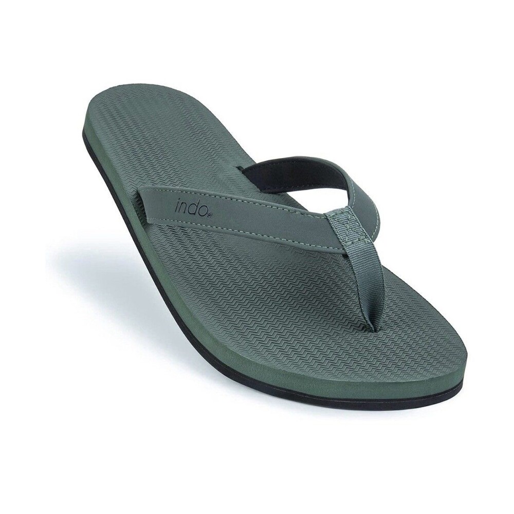 NEW Indosoles Mens Size 10-11 All Terrain Waterproof Vegan Flip Flops Leaf Green